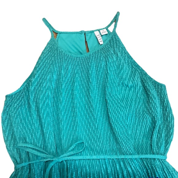 Elle Turquoise A-line Pleated Summer Dress Size XS - Picture 3 of 7
